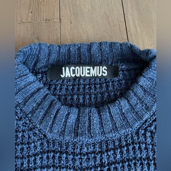 Jacquemus flax cotton blend navy blue sweater - Picture 3 of 5